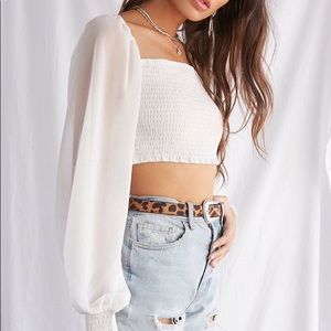 (SOLD) Forever 21 White Smocked Crop Top